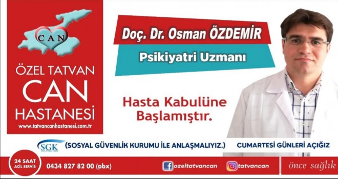 Psikiyatri Uzmanı Doç. Dr. Özdemir, Can Hastanesi’nde hasta kabulüne başladı