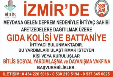 İzmir’deki Depremzedeler İçin Bitlis’te Yardım Kampanyası Başlatıldı