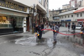 Bitlis’te sokaklar Van Gölü suyuyla dezenfekte ediliyor