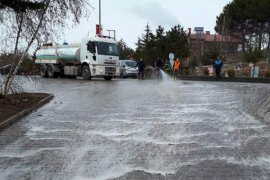 Ahlat’taki caddeler ilaçlı suyla yıkandı