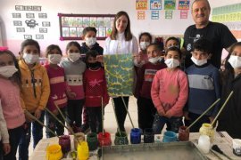 Köy Okullarındaki Öğrencilere Ebru Sanatı Tanıtıldı