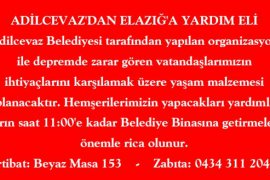 Bitlis ve ilçelerinden Elazığ’a yardım eli
