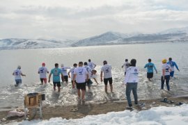 Van Gölü’ne Dikkat Çekmek İsteyen Aktivistler Dondurucu Suda Yüzdü