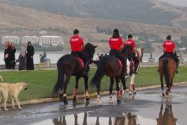 Atlı Polis Birliği Tatvan Sahilinde Devriye Görevi Gerçekleştirdi