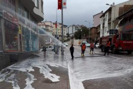 Ahlat’taki caddeler ilaçlı suyla yıkandı