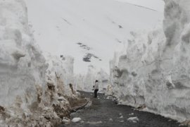 Nemrut’ta 10 metreye ulaşan kar temizleme çabası sürüyor