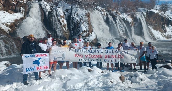 Aktivistler Kısmen Donan Şelalede Yüzdü