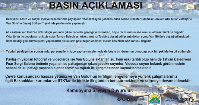 Tatvan Belediyesi'nin Basın Açıklaması