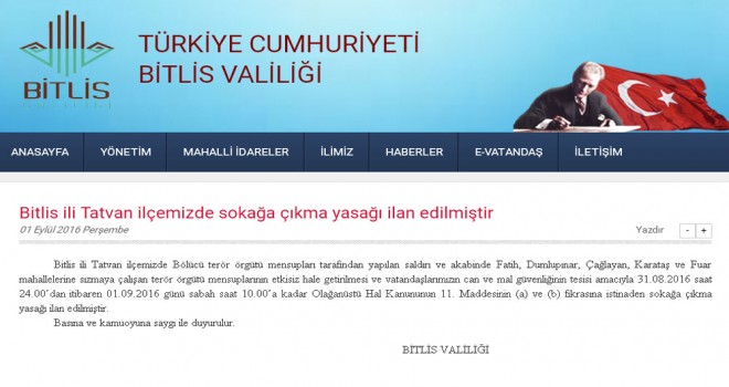 Tatvan’da sokağa çıkma yasağı