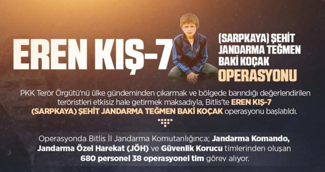 Bitlis'te ‘Eren Kış-7 Operasyonları’ Başlatıldı