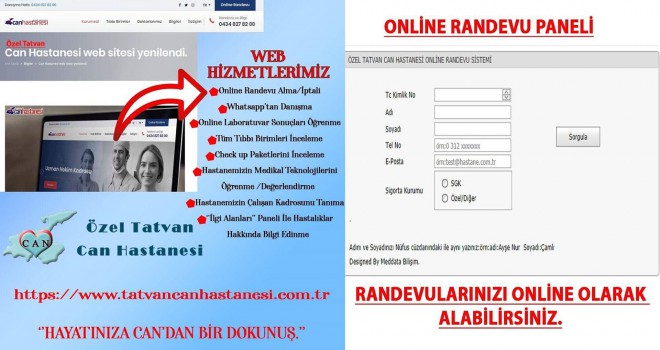 Özel Tatvan Can Hastanesi internet sitesi yayında