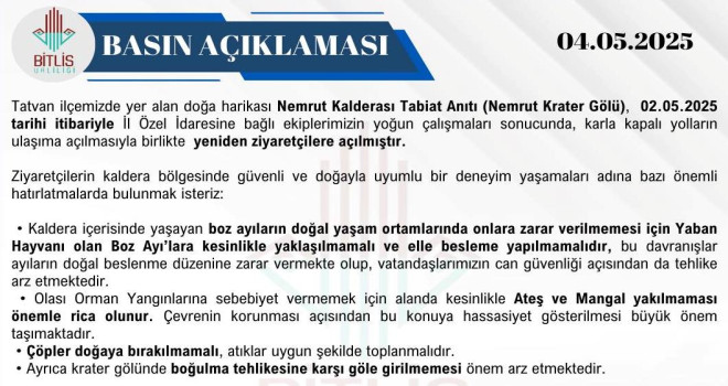 Nemrut Kalderası’nda Ateş ve Mangal Yasaklandı