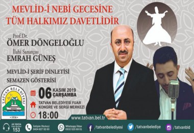 Tatvan Belediyesi Mevlid-i Nebi Gecesi düzenleyecek