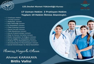 Bitlis’in Sağlık Kadrosu Güçleniyor