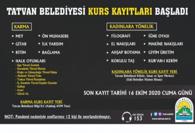 Tatvan Belediyesi Tarafından 15 Farklı Kurs Açılıyor