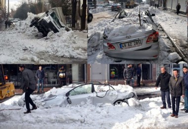 Tatvan’da çatıdan düşen kar kütlesi 1 kişinin ölümüne, 2 aracın kullanılamaz hale gelmesine neden oldu
