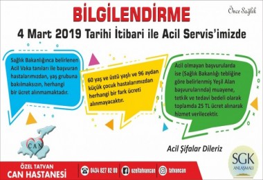 Özel Tatvan Can Hastanesi’nden önemli bilgilendirme