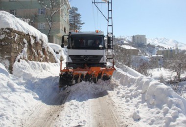 Bitlis Belediyesi'nin kar temizleme seferberliği sürüyor