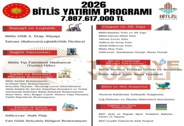 Bitlis’e 2026 Yılı Kamu Yatırım Programı Kapsamında 7,9 Milyar TL’lik Yatırım
