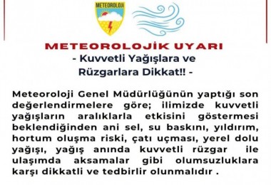 Bitlis İçin Kuvvetli Yağış ve Rüzgâr Uyarısı